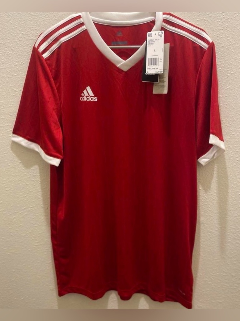 Vintage Adidas Mens Tabela 18 Soccer Jersey Red White Large Climalite NWT CE8935